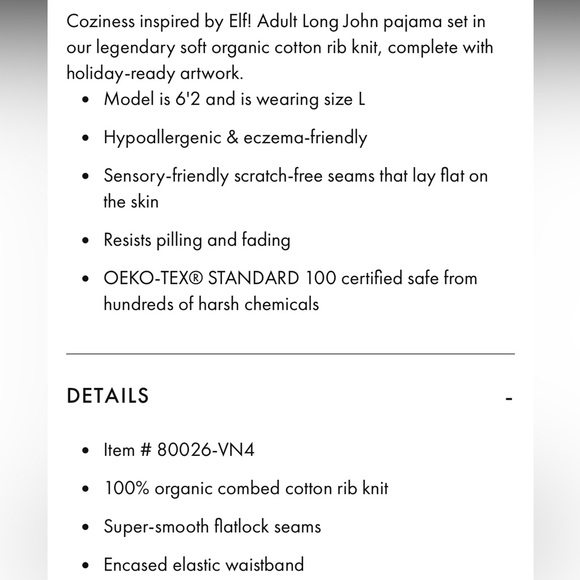 Set of 3 Hanna Andersson Elf Long John Pajamas - Picture 4 of 4